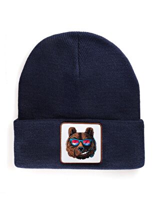 BlackBörk V1 Akrilik Ayı - 3 Kod Logolu Unisex Lacivert Bere (Beanie)