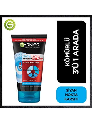 Garnier Skin Naturals Saf & Temiz Siyah Nokta Karşıtı Kömürlü 3'ü 1 arada (150 ml)