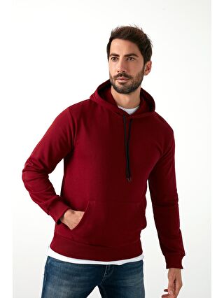 Buratti Bordo Pamuklu Kanguru Cepli Kapüşonlu Sweat 541HOODIE