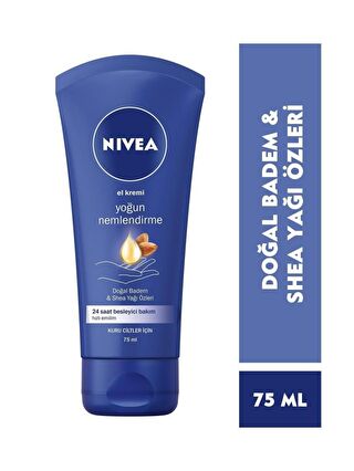 NIVEA Yoğun Ne mlendirici El Kremi 75 ml, Doğal Badem Yağı&Shea Yağı Özleri, El Bakım, Kuru Ciltler İçin