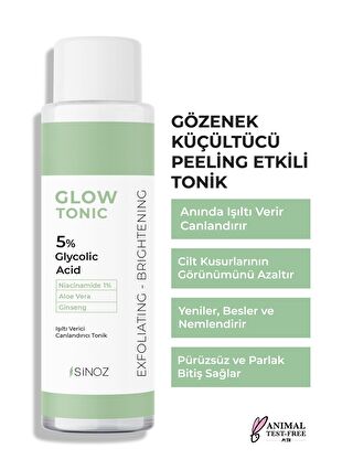 Sinoz Gözenek Sıkılaştırıcı Arındırıcı Canlandırıcı Peeling Etkili Glow Tonik Glycolic Acid %5 200 ml