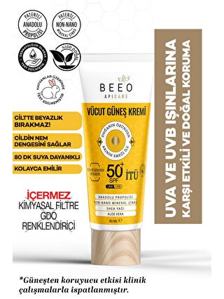 bee'o propolis Beeo Vücut Güneş Kremi SPF 50+ 80 ml