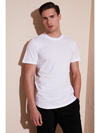 Buratti Beyaz % 100 Pamuk Regular Fit Bisiklet Yaka T shirt 5902511