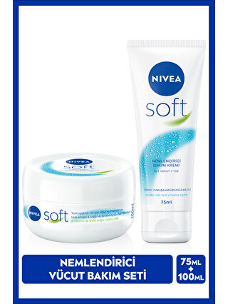 NIVEA Soft Nemlendirici Bakım Kremi 100ml Ve Soft Krem 75ml, El Yüz Vücut, E Vitamini, Yumuşak Cilt,