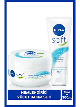 NIVEA Soft Nemlendirici Bakım Kremi 300ml Ve Soft Krem 75ml, El Yüz Vücut, E Vitamini, Yumuşak Cilt,