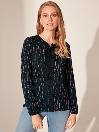 Koyu Lacivert Baskılı