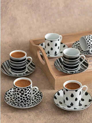 LCW HOME Siyah Desenli Porselen Fincan Takımı 6'lı 90 ml - S24253Z8-LQJ ...