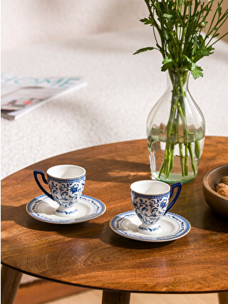 LCW HOME Mavi 2 Kişilik Baskılı Porselen Kahve Fincan Takımı 90 ml ...