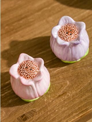 LCW HOME Tulip Patterned Ceramic Salt and Pepper Shaker - S6CP02Z8