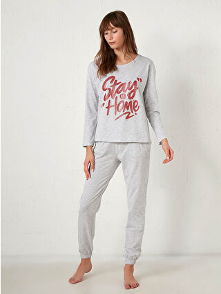 Grey Melange Printed