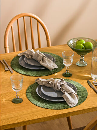 UNI Set De Table Vert Mousse En 100 % Coton Lot De 2