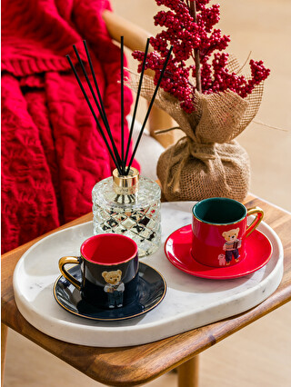 LCW HOME Teddy Bear Printed 2 Person Porcelain Coffee Cup Set 110