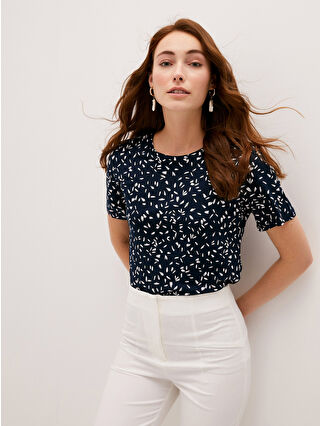 Koyu Lacivert Baskılı