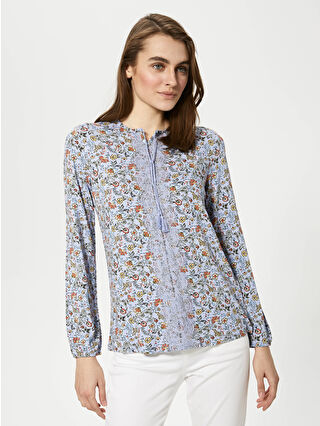 Açık Mavi Baskılı