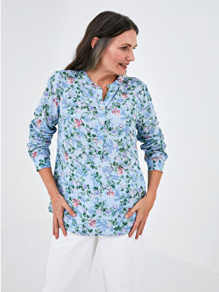 Açık Mavi Baskılı