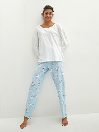 Açık Mavi Baskılı