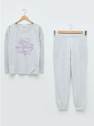 Açık Gri Baskılı