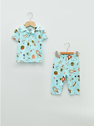 Uçuk Mavi Baskılı