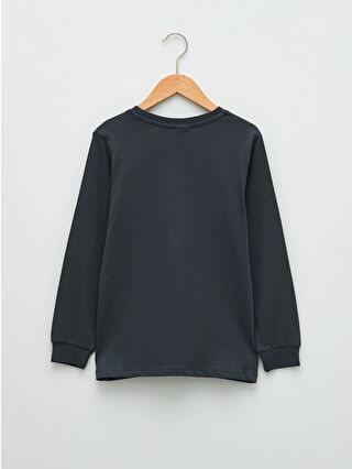 LCW Kids Antrasit Bisiklet Yaka Stitch Baskılı Erkek Çocuk