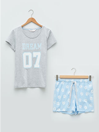 Açık Mavi Baskılı