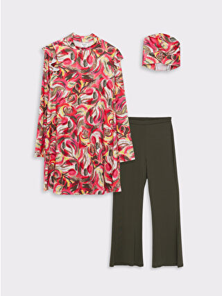 لون مرجانية باهت مطبوع