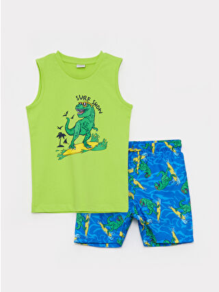 Canlı Mavi Baskılı