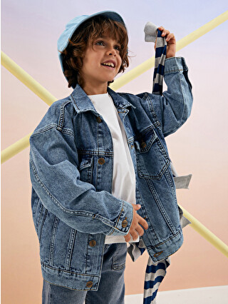 LCW Kids Collared Neck Boys' Denim Jacket - W22347Z4-507 | LC Waikiki