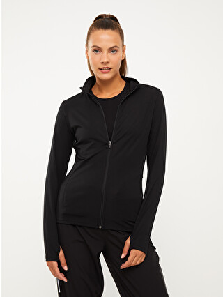 LCW OUTDOOR Siyah Dik Yaka Baskılı Uzun Kollu Kadın Outdoor Spor