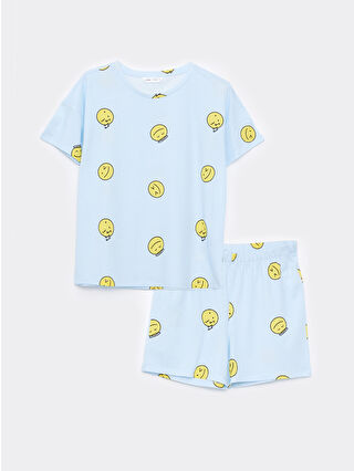 لون أزرق فاتح مطبوع