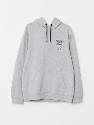 XSIDE Gri Uzun Kollu Baskılı Erkek Hoodie