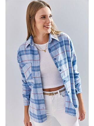 Canlı Turkuaz Ekoseli