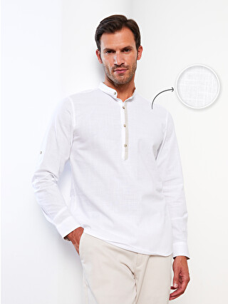 LCW Vision Slim Fit Grandad Collar Long Sleeve Poplin Men's Shirt