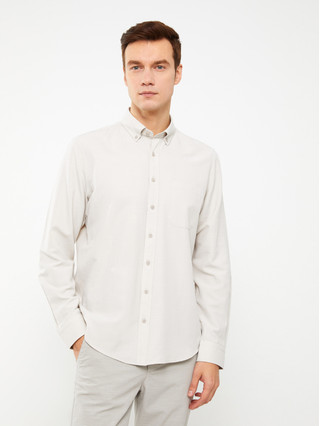 Gri Regular Fit Uzun Kollu Poplin Erkek Gömlek - S33968Z8-G5K | LCW
