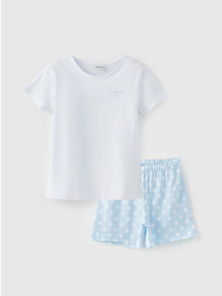 Açık Mavi Baskılı