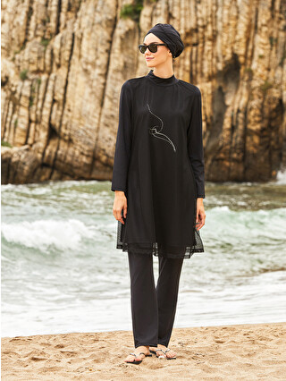 LCW DREAM Stand Up Collar Mesh Detailed Long Sleeve Women Hijab