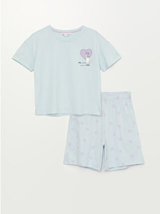 Açık Mavi Baskılı