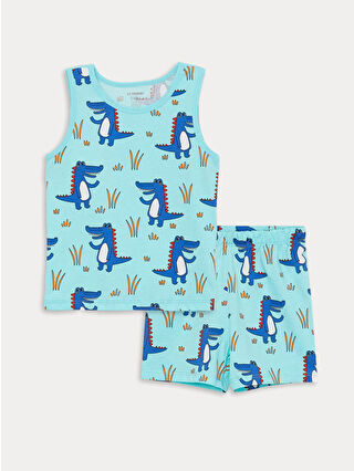 Açık Turkuaz Baskılı