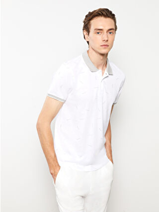 Polo Neck Short Sleeve Patterned Men's T-Shirt -S3BU05Z8-Q6K