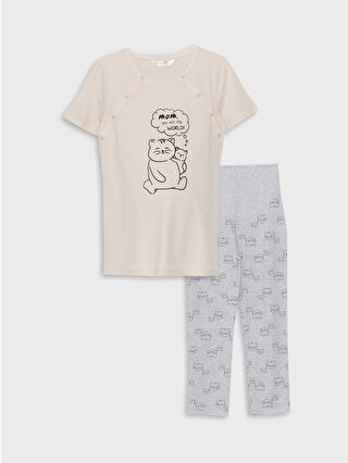 Grey Melange Printed