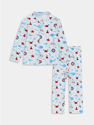 Uçuk Mavi Baskılı