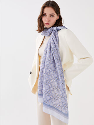 Açık Mavi Baskılı