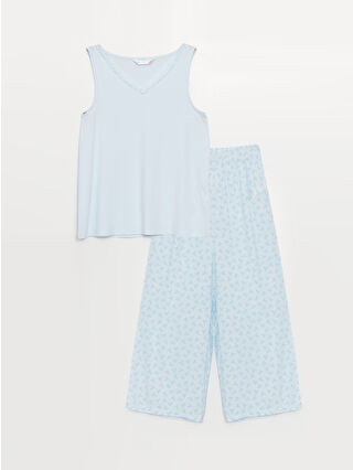 Açık Mavi Baskılı