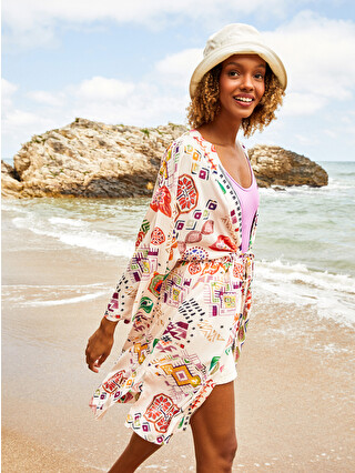 LCW Vision Şal Yaka Desenli Oversize Kadın Kimono - S3GY17Z8-LRA
