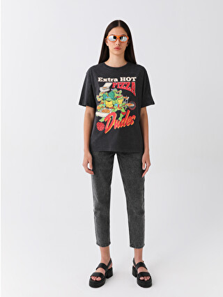 LCW Vision Crew Neck Ninja Turtles Printed Short Sleeve Oversize