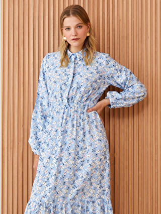 LCW Modest Floral Long Sleeve Women's Shirt Dress - S3IA55Z8-LQQ