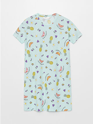 Uçuk Su Mavisi Baskılı