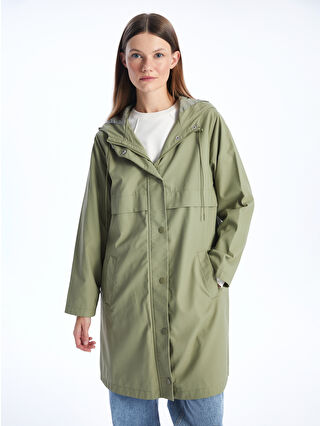 LCW Modest Haki Kadın Kapüşonlu Düz Yağmurluk - W31900Z8-V3L | LCW