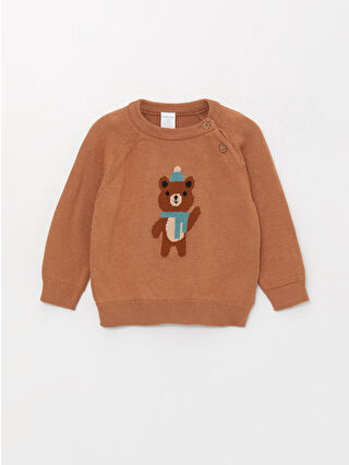 LCW baby Bisiklet Yaka Uzun Kollu Desenli Erkek Bebek Triko Kazak