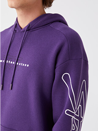 XSIDE Mor Uzun Kollu Baskılı Erkek Hoodie - W33896Z8-VAP | LCW