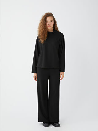 LCWAIKIKI Basic Siyah Kadın Beli Lastikli Düz Eşofman Altı